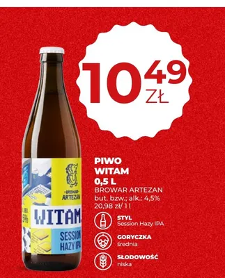 Piwo Witam Browar Artezan promocja w Duży Ben