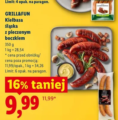 Kiełbasa śląska z pieczonym boczkiem Grill&Fun promocja w Lidl