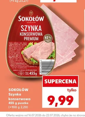 Szynka konserwowa Sokołów Premium promocja w Kaufland