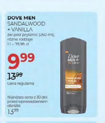 Żel pod prysznic Dove Men+Care Sandalwood + Vanilla promocja w Drogerie Jawa