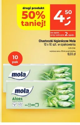Chusteczki higieniczne 10-pak Mola promocja w Dealz