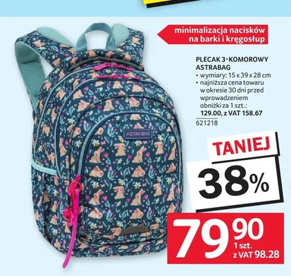 Plecak 3-komorowy Astrabag Króliki promocja w Selgros