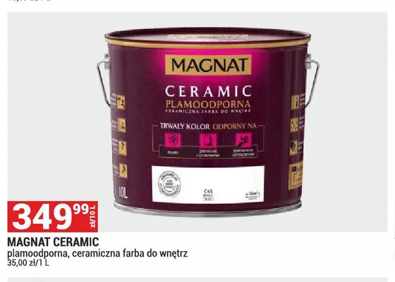 Farba ceramiczna do wnętrz Magnat Ceramic plamoodporna promocja w Merkury Market