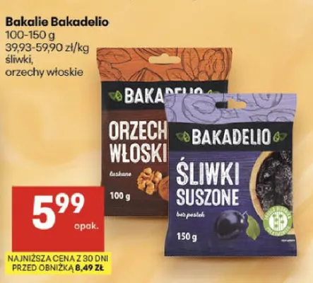 Bakalie Bakadelio orzechy włoskie promocja w Delikatesy Centrum