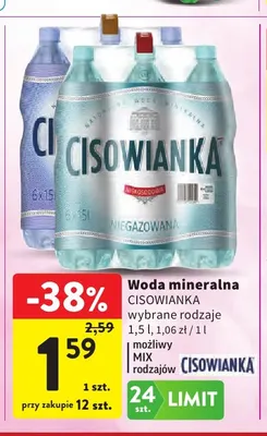 Woda mineralna gazowana Cisowianka promocja w Intermarche