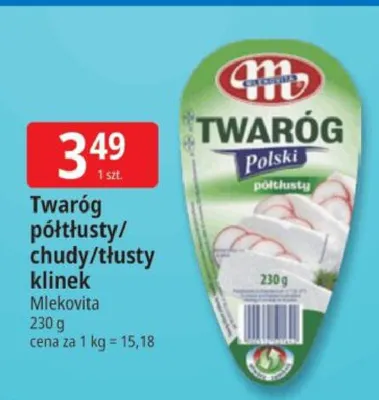 Twaróg półtłusty klinek Mlekovita promocja w Leclerc