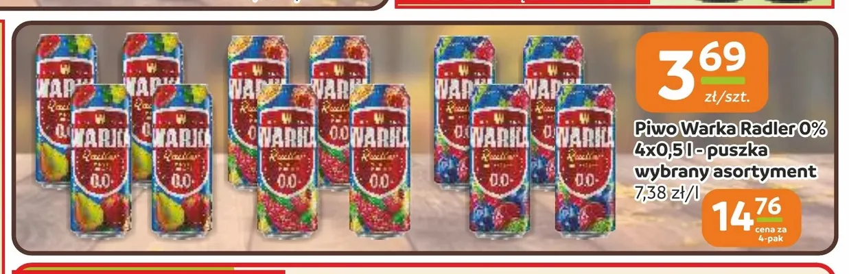 Piwo bezalkoholowe Warka Radler 4-pak promocja w Gama