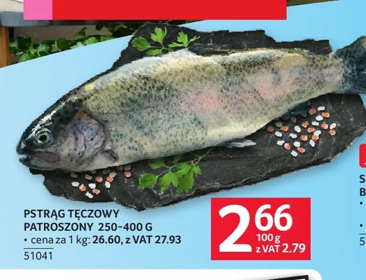 Pstrąg tęczowy patroszony 250-400 g promocja w Selgros