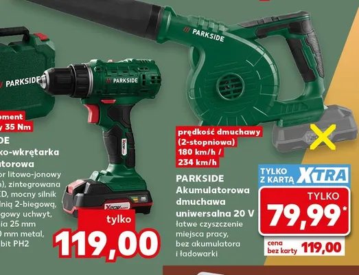 Akumulatorowa dmuchawa uniwersalna 20V Parkside promocja w Kaufland