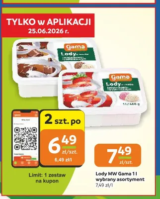 Lody o smaku śmietankowo-czekoladowym Gama promocja w Gama