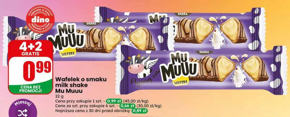 Wafelek o smaku milk shake Mu Muuu promocja w Dino