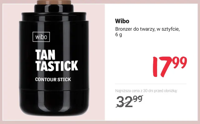 Bronzer do twarzy w sztyfcie Wibo Tan Tastick promocja w Rossmann