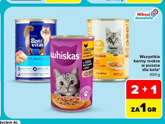 Karma dla kota Whiskas z kurczakiem w sosie promocja w Carrefour