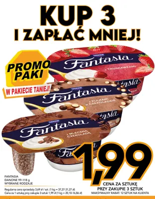 Jogurt Fantasia Danone z truskawkami promocja w Kupiec