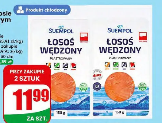 Łosoś wędzony plastry Suempol promocja w Dino
