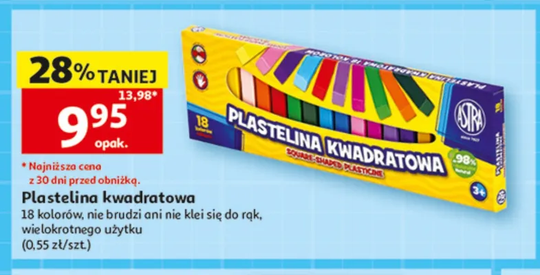 Plastelina kwadratowa 18 kolorów Astra promocja w Auchan