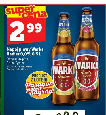 Piwo bezalkoholowe Napój piwny Warka Radler Grejpfrut promocja w TOPAZ
