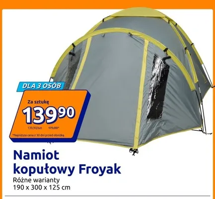 Namiot kopułowy Froyak promocja w Action
