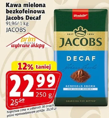 Kawa mielona bezkofeinowa Jacobs Decaf promocja w Prim Market