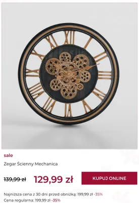 Zegar ścienny Mechanica promocja w home&you