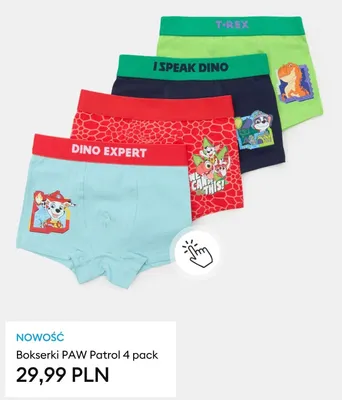 Bokserki PAW Patrol 4-pak promocja w Sinsay