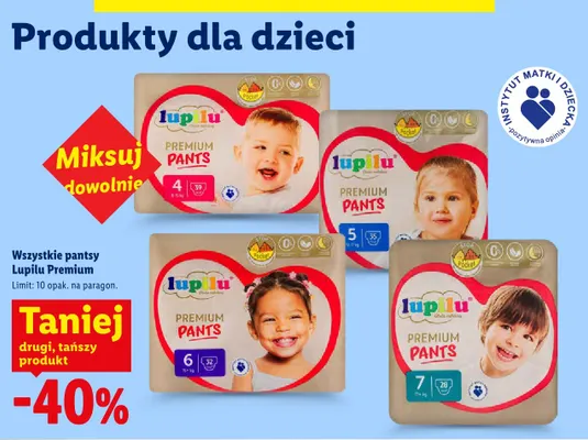 Pieluchomajtki Lupilu Premium Pants 4 promocja w Lidl
