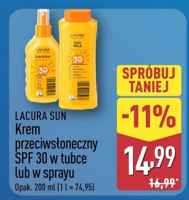 Krem przeciwsłoneczny SPF 30 w tubce lub w sprayu promocja w Aldi