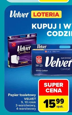 Papier toaletowy 3-warstwowy Velvet 10-pak promocja w Carrefour