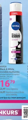 Antyperspirant w sprayu damski Nivea Black & White Invisible Authentic promocja w Hebe