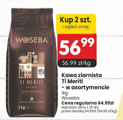 Kawa ziarnista Ti Meriti Woseba promocja w Market Point