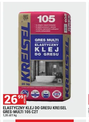 Elastyczny klej do gresu Kreisel Gres-Multi 105 C2T promocja w Merkury Market