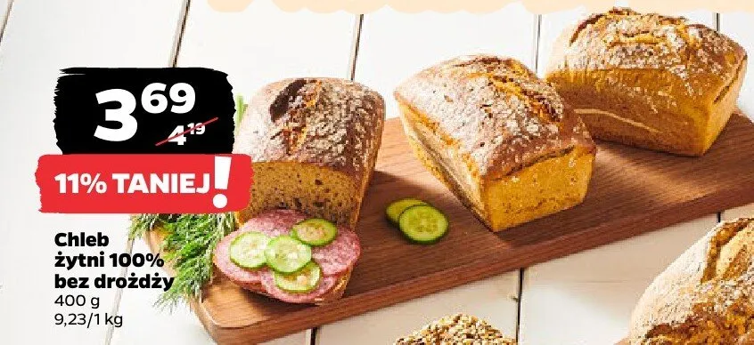 Chleb żytni 100% bez drożdży promocja w Netto