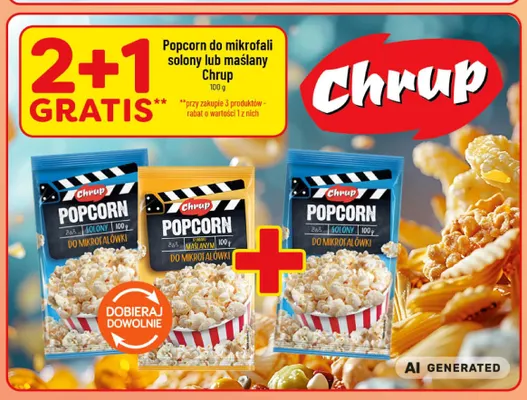 Popcorn do mikrofali maślany Chrup promocja w POLOmarket