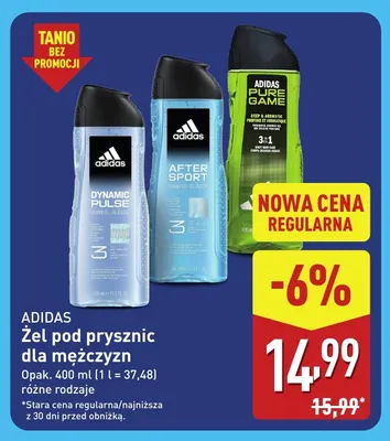 Żel pod prysznic dla mężczyzn After Sport Adidas promocja w Aldi