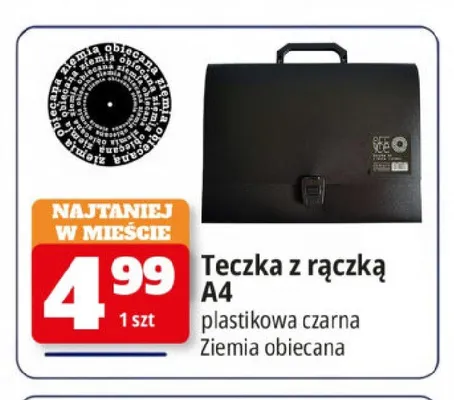 Teczka z rączką A4 plastikowa czarna Ziemia Obiecana promocja w Leclerc