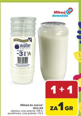 Wkład do znicza parafinowy, czas palenia ~72 h promocja w Carrefour Market