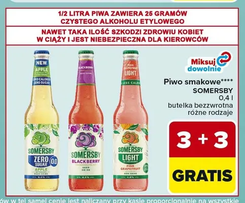 Piwo bezalkoholowe Somersby Sugar Apple promocja w Carrefour Express