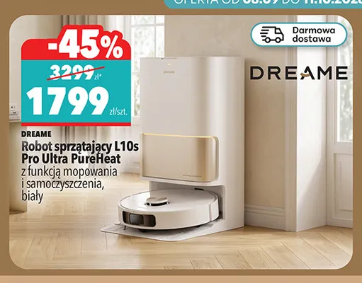 Robot sprzątający L10s Pro Ultra PureHeat z funkcją mopowania i samoczyszczenia biały Dreame promocja w Biedronka