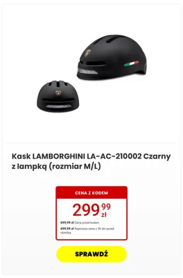 Kask Lamborghini czarny z lampką rozmiar M/L promocja w Media Expert