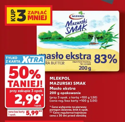 Masło ekstra Mazurski Smak promocja w Kaufland