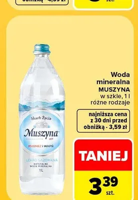 Woda mineralna Muszyna w szkle promocja w Carrefour