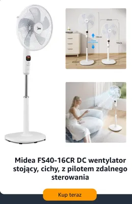 Wentylator stojący Midea DC promocja w Amazon
