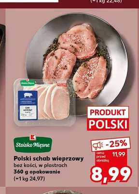 Polski schab wieprzowy bez kości w plastrach Stoisko Mięsne promocja w Kaufland