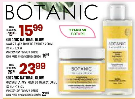 Nawilżający tonik do twarzy Natural Glow promocja w Drogerie Natura