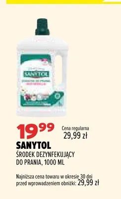 Środek dezynfekujący do prania Sanytol promocja w Drogerie Natura