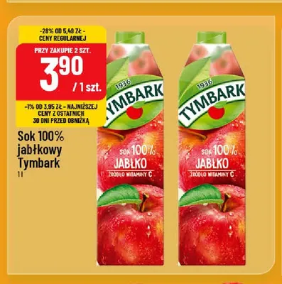 Sok jabłkowy Tymbark 100% promocja w POLOmarket