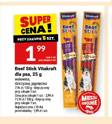 Beef Stick Vitakraft dla psa dziczyzna promocja w Twój Market