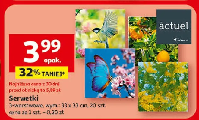 Serwetki 3-warstwowe promocja w Auchan