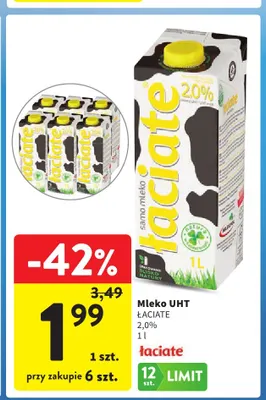 Mleko UHT Łaciate 2,0% promocja w Intermarche