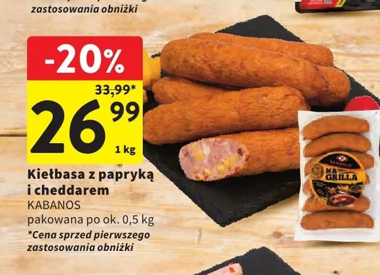 Kiełbasa z papryką i cheddarem Kabanos promocja w Intermarche